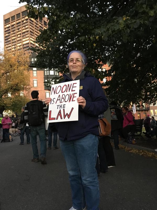 me holding a protest sign